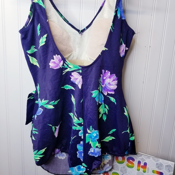 Vintage Floral One Piece Dress Swimsuit Size 18 - Picture 4 of 5